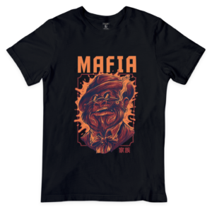 Monkey Mafia design t-shirt by Yuvalogy - vibrant orange color and captivating pattern